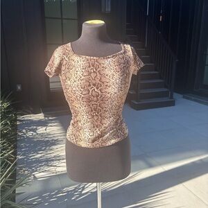Adara Y2K Snake Print Fitted Top • XS 🤎🐍